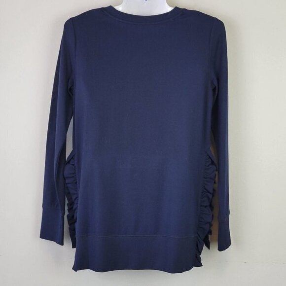 STELLA & Dot Long Sleeve Top Ruffle Side Slit Blue S - Picture 4 of 10